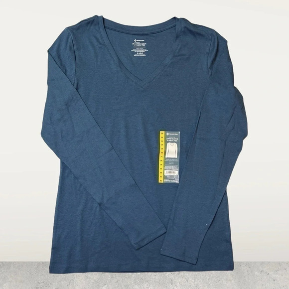 NWT ~ Members Mark essential, long sleeve, v-neck, shirt, MEDIUM BLUE - Picture 1 of 2